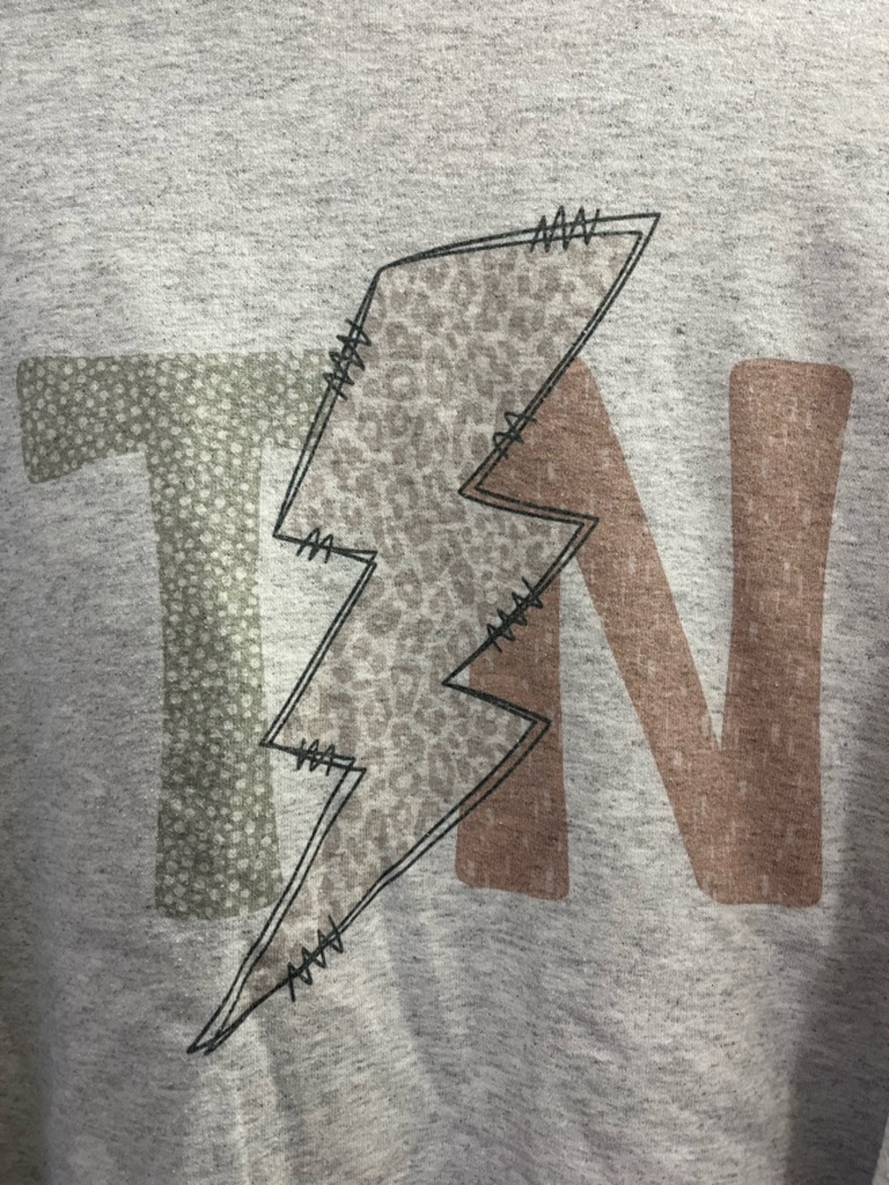 Gray Crewneck Sweatshirt with TN Lightning Graphic - Picture 2 of 3
